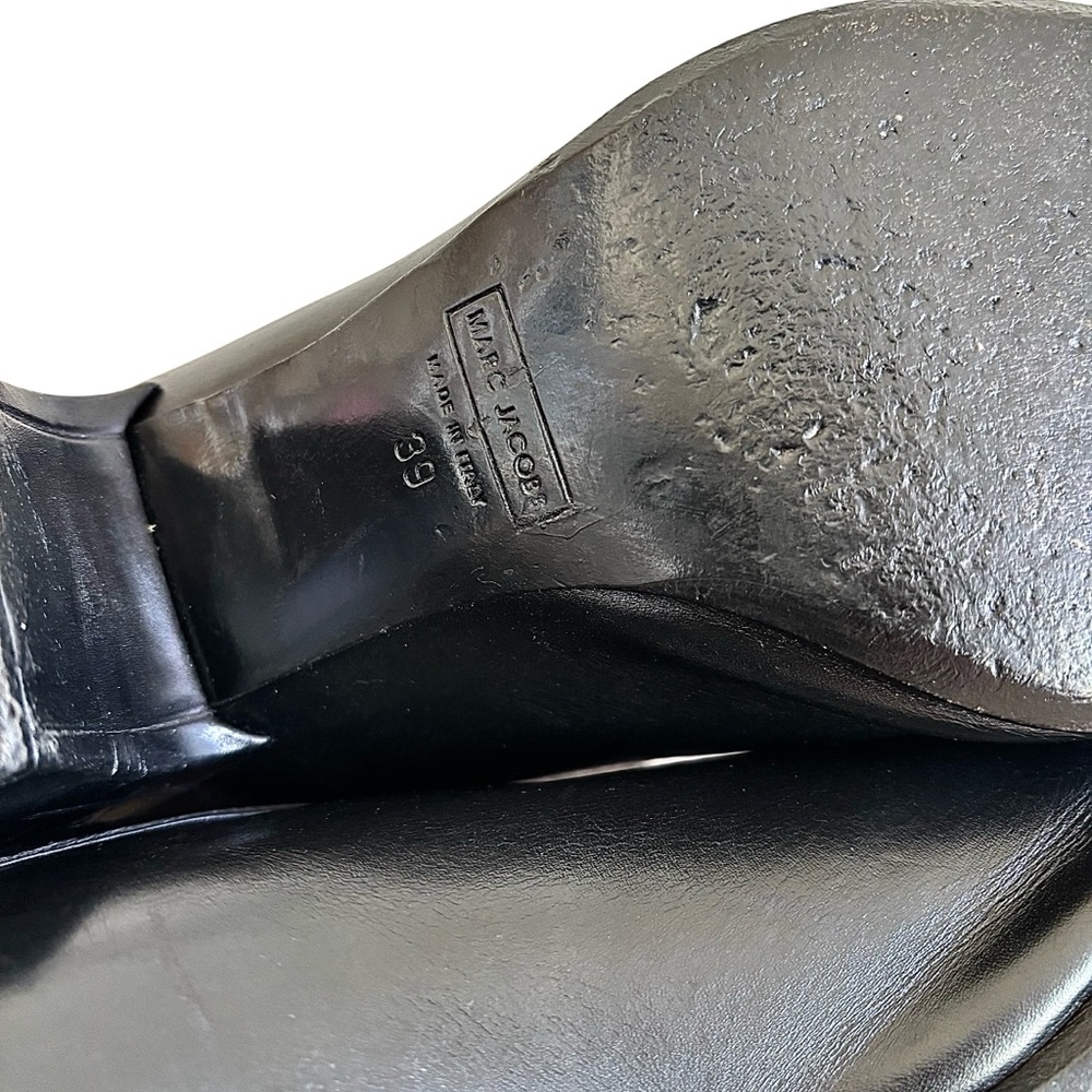 MARC JACOBS Black Leather Peep Toe Booties - Picture 13 of 14